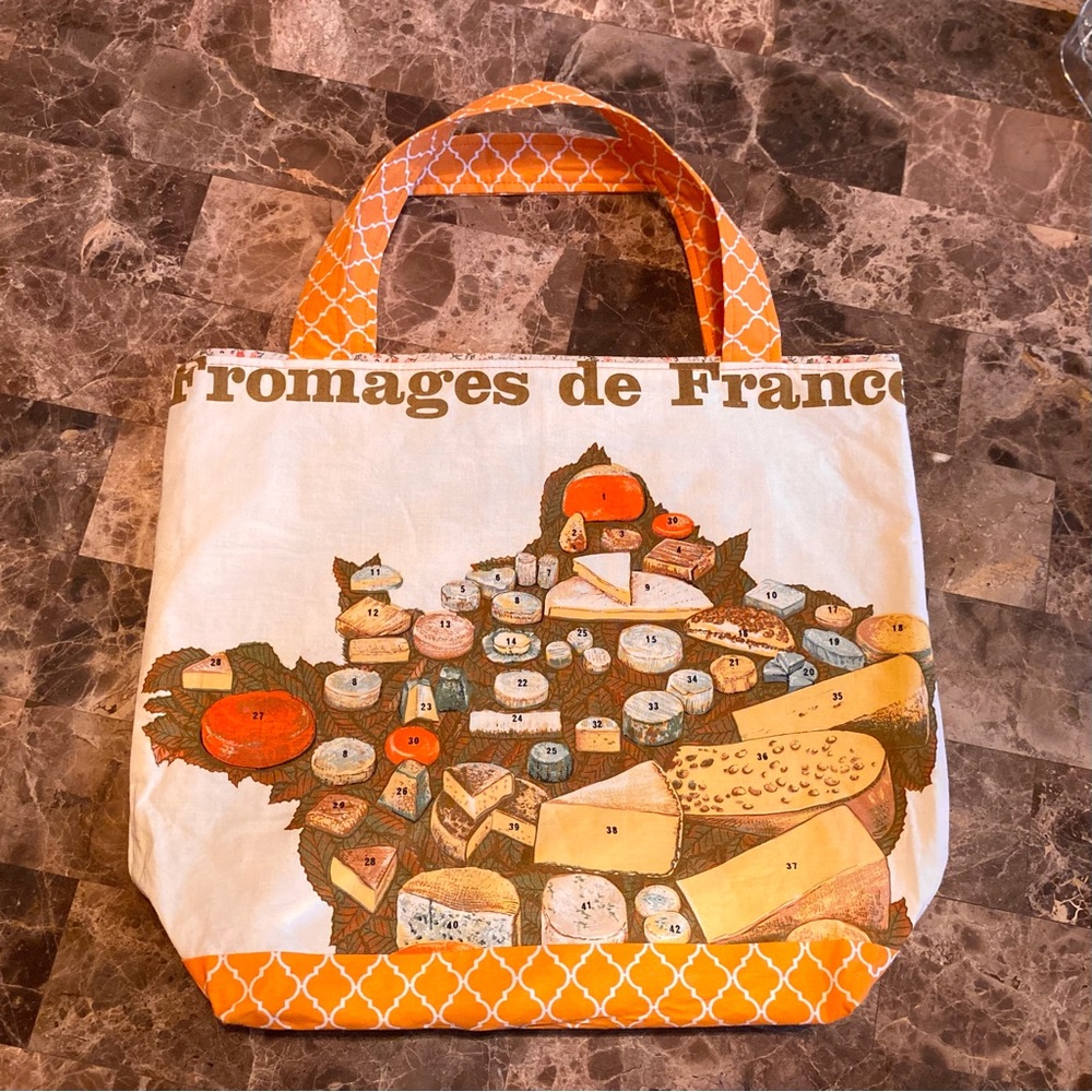 Bag / Tote / Purse / Shopping ~ Vintage Fabric ~ Cheese ~ Fromages de France